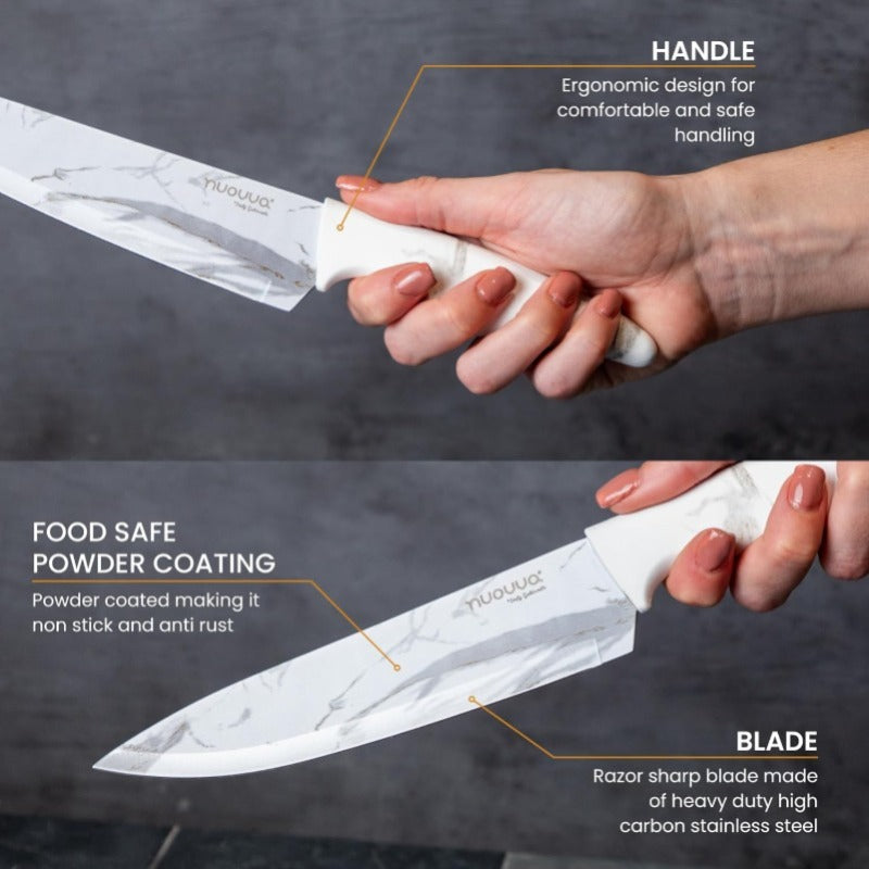 Granite Non-Stick Kitchen Knife Set 5pcs - Multiple Colours, by Nuovva