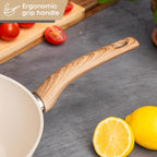 Cream Induction Non-Stick Wok Pan – Deep Stir Fry Pan With Lid - 28cm