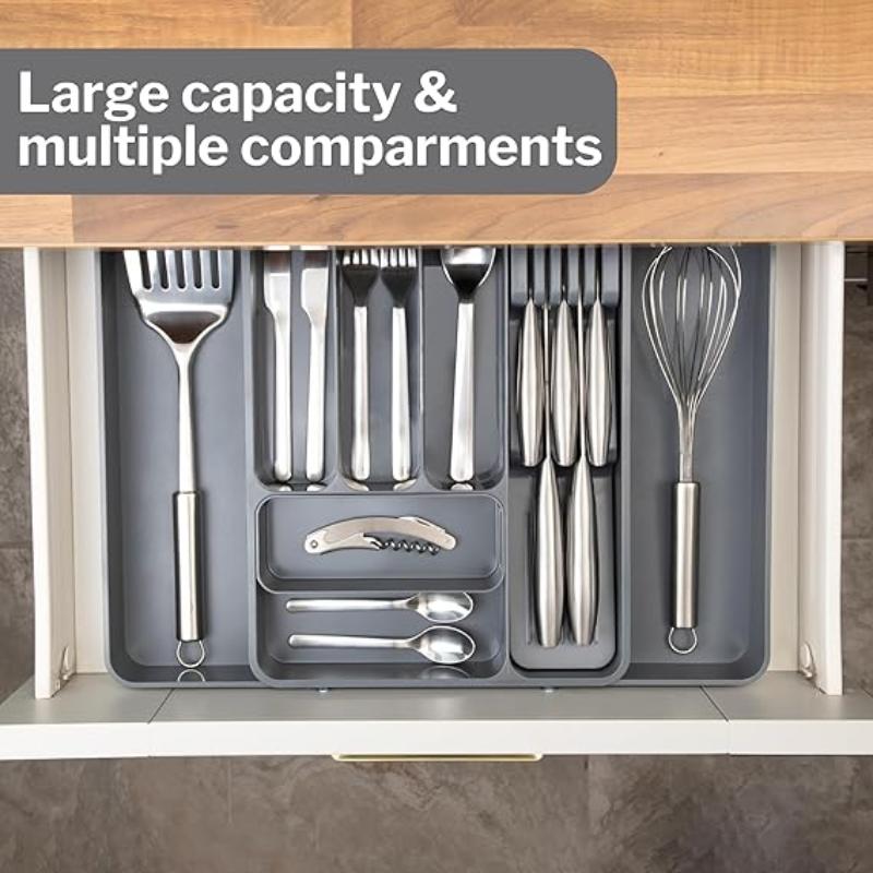 Shaded Grey Expandable Cutlery Drawer Organiser  Divider, by Nuovva