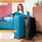 2500W Energy Efficient Electric Heater with 3 Heat Settings - 11 Fin