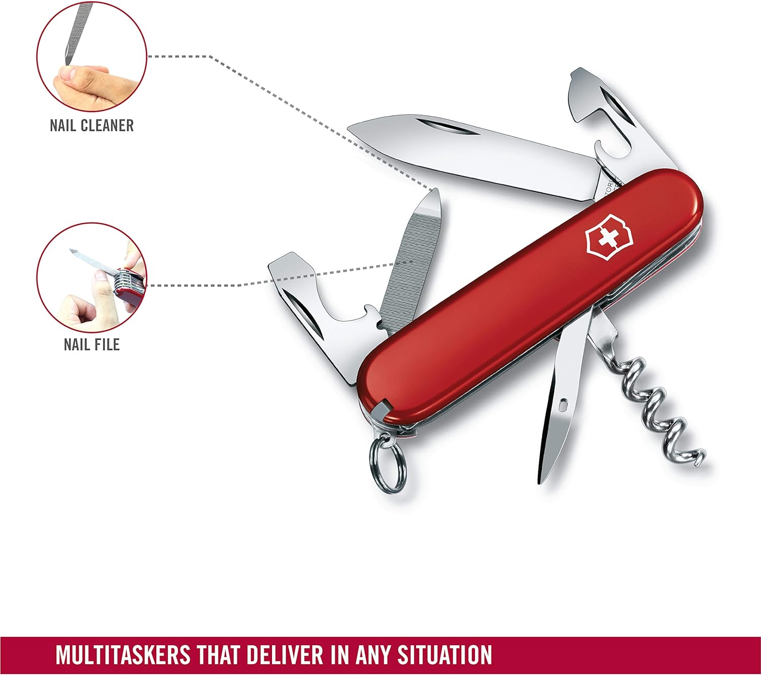 Victorinox Sportsman Swiss Army Pocket Knife | Medium | 13 Functions | Red