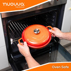Shallow Cast Iron Dutch Oven Casserole Pot (Multiple Colours & Sizes) by Nuovva