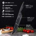 Black Marble-Effect Granite Non-Stick Kitchen Knife Set 5pcs, by Nuovva