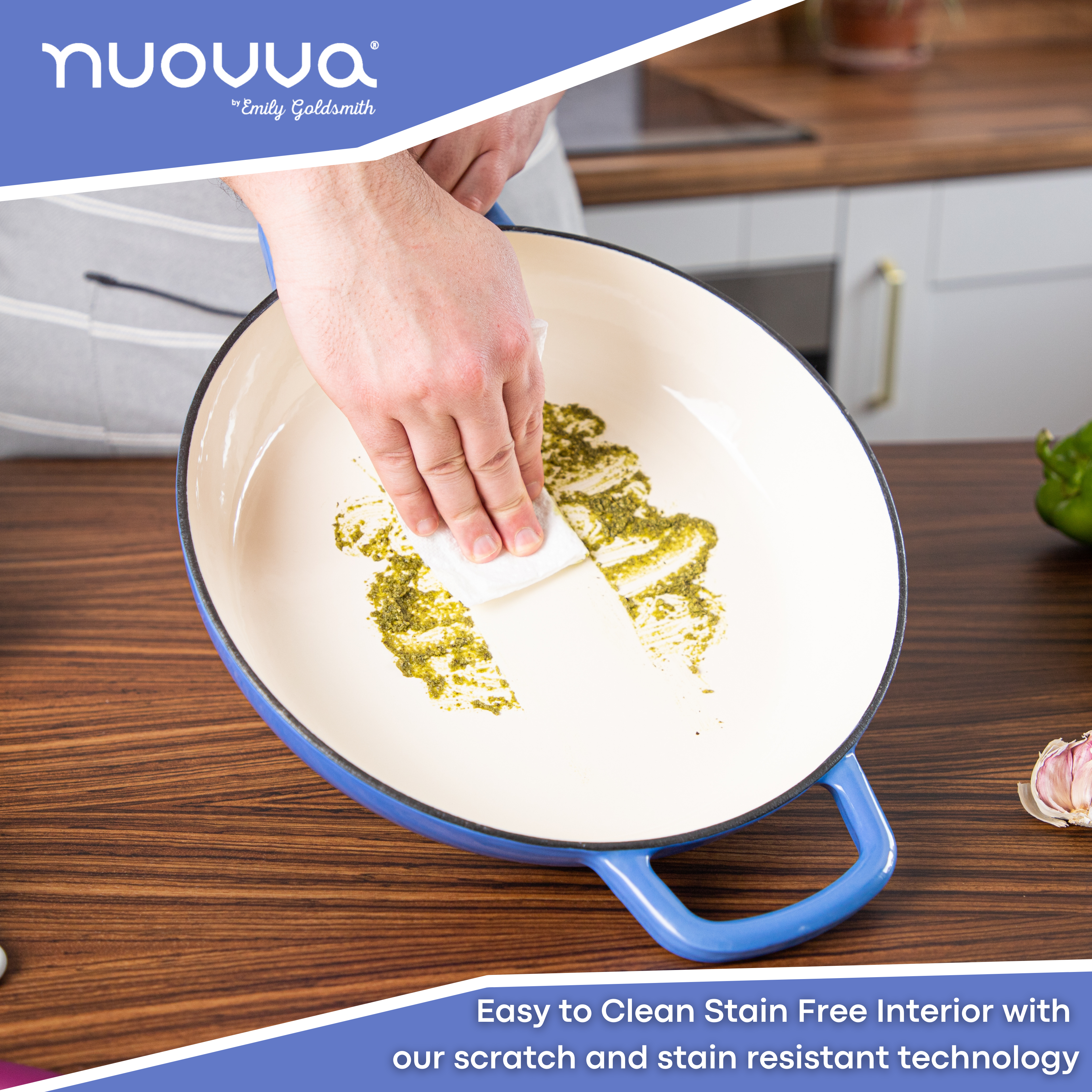 Shallow Cast Iron Dutch Oven Casserole Pot (Multiple Colours & Sizes) by Nuovva