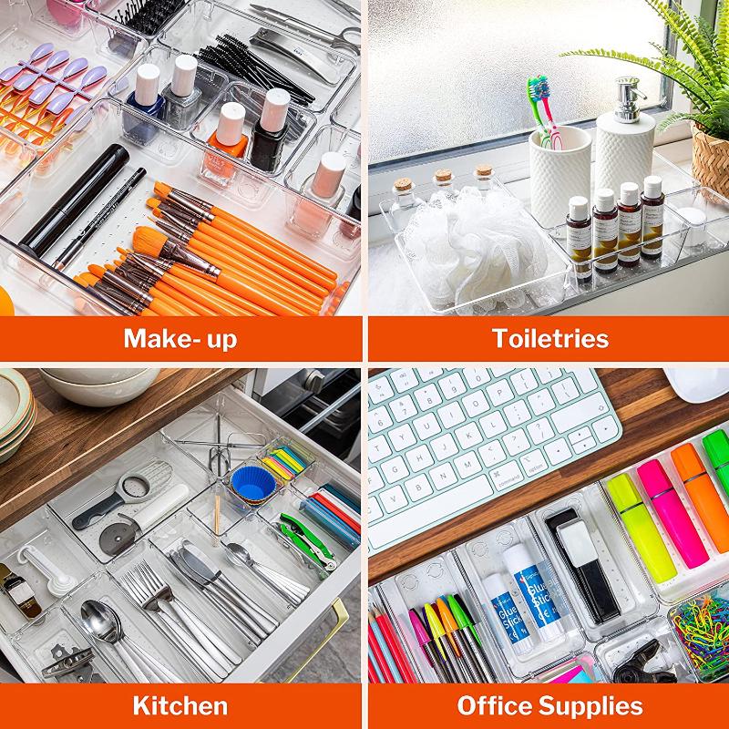 Clear Drawer Organiser Set - 21 pcs, by Stackzy
