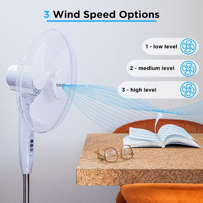 Oscillating 3-Speed Pedestal Fan (16inch) Black/White