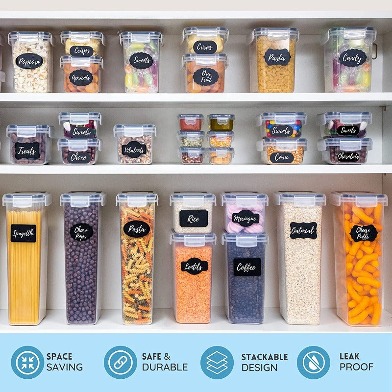 Airtight Kitchen Food Storage Containers, Multiple Sizes - Set of 20Pcs, by Nuovva