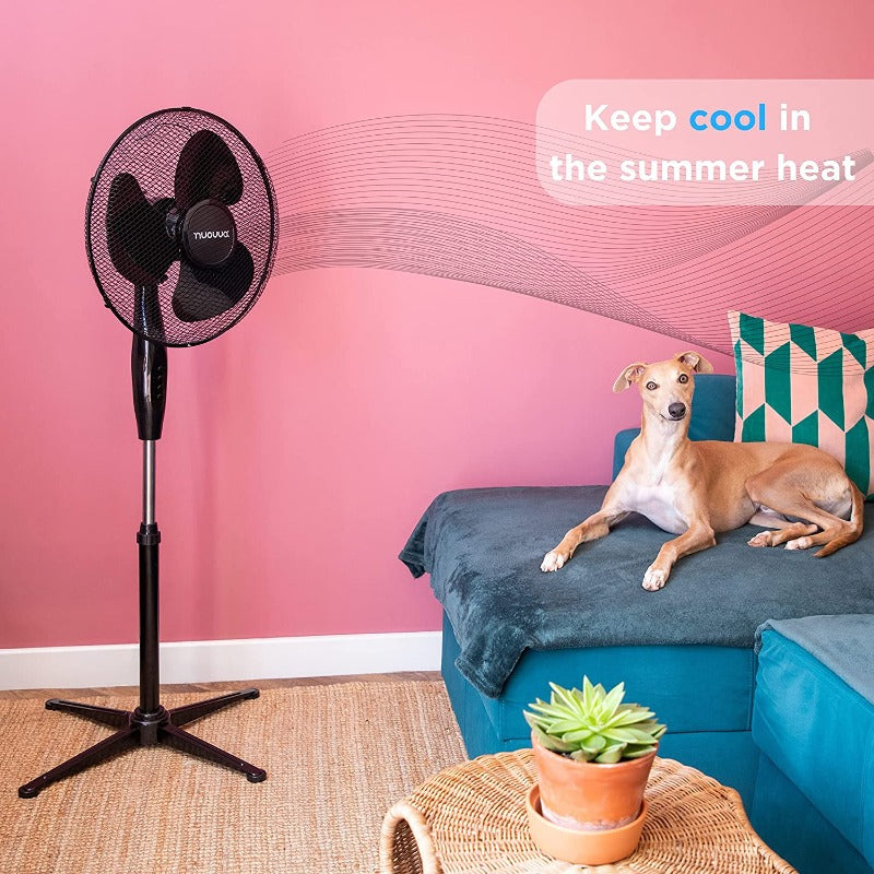 Oscillating 3-Speed Pedestal Fan (16inch) Black/White