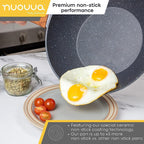Induction Non-Stick Wok Pan – Deep Stir Fry Pan With Lid - 28cm, by Nuovva