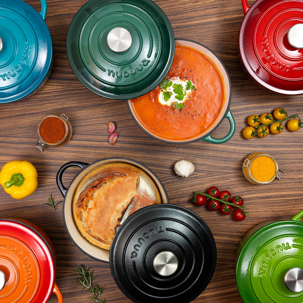 Shallow Cast Iron Dutch Oven Casserole Pot (Multiple Colours & Sizes) by Nuovva