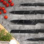 Black Marble-Effect Granite Non-Stick Kitchen Knife Set 5pcs, by Nuovva