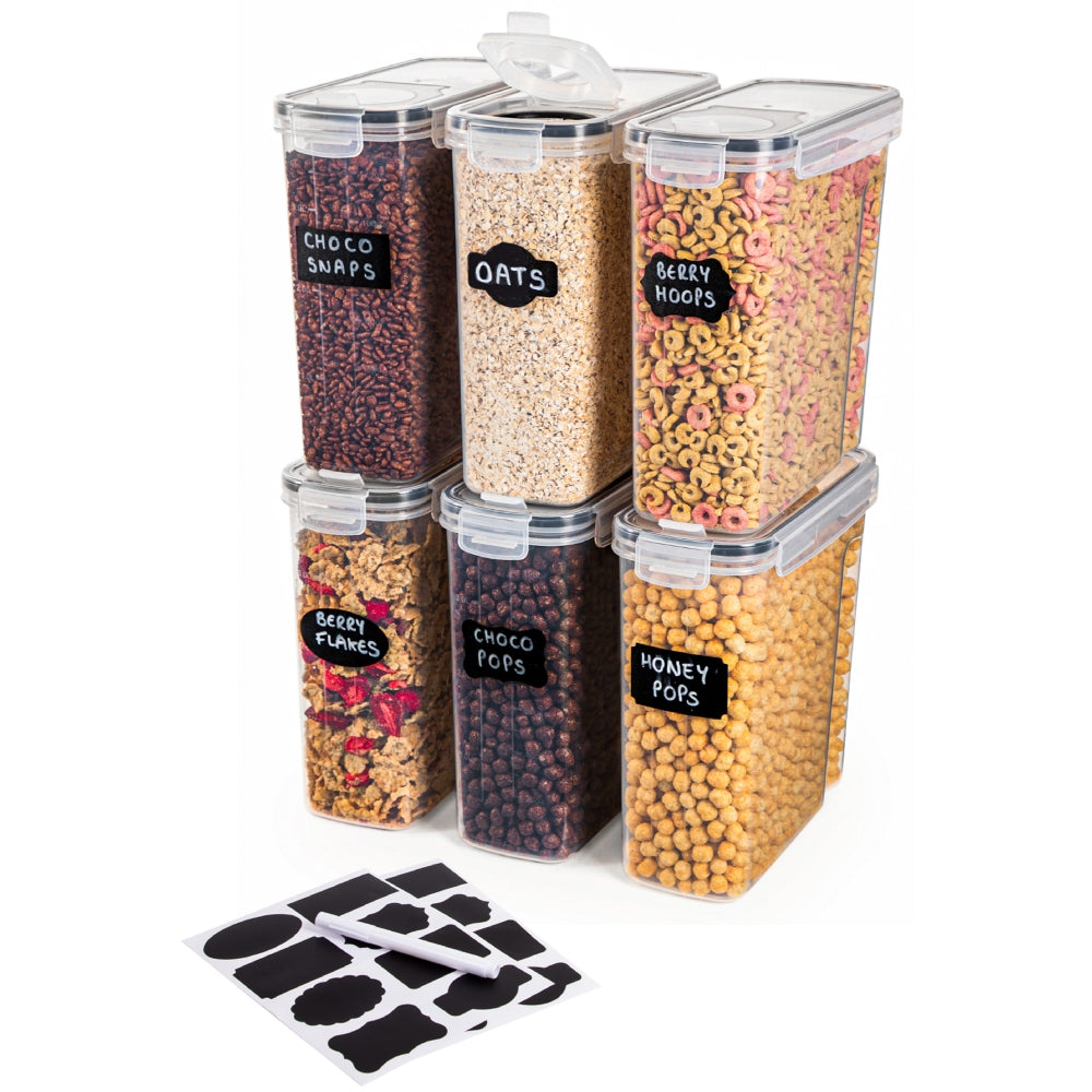 Cereal Storage Containers For Pantries Airtight BPA-Free 4L - 6pcs, by Nuovva