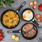 Frying Pan Set 3Pcs - 20cm, 24cm, 28cm (Multiple Colours)