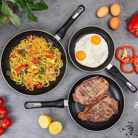 Frying Pan Set 3Pcs - 20cm, 24cm, 28cm (Multiple Colours)