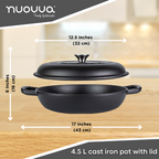 Shallow Cast Iron Dutch Oven Casserole Pot (Multiple Colours & Sizes) by Nuovva