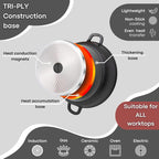 Aluminium Casserole Pot with Lid - 4L - 24cm, (Multiple Colours) by Nuovva