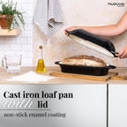 Enamelled Cast Iron Bread Loaf Pot – Non-Stick Dutch Oven, 32cm x 14cm (Multiple Colours),by Nuovva