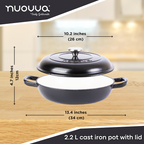 Shallow Cast Iron Dutch Oven Casserole Pot (Multiple Colours & Sizes) by Nuovva