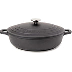 Black Aluminium Shallow Casserole Pan with Lid - 28cm - 3.9L, by Nuovva