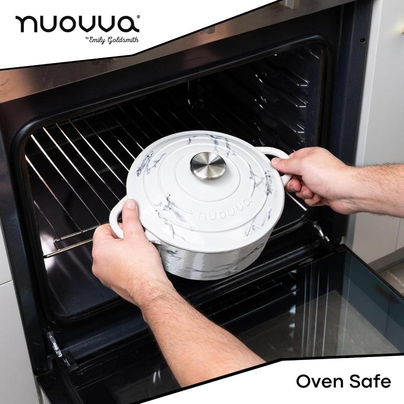 Cast Iron Dutch Oven with Lid, Casserole Pot - 24cm - 4.7L (Multiple Colours)