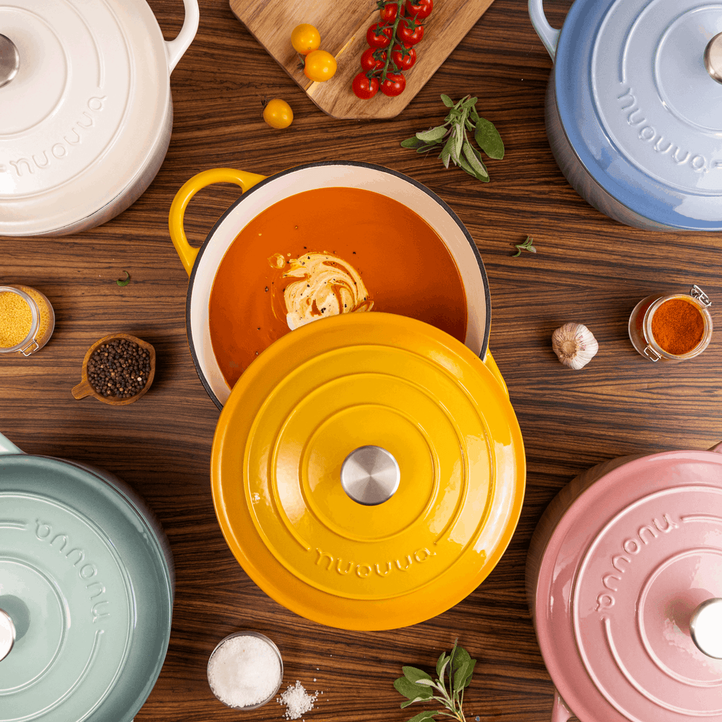 Yellow Cast Iron Dutch Oven, Casserole Pot - 28cm - 6L, by Nuovva