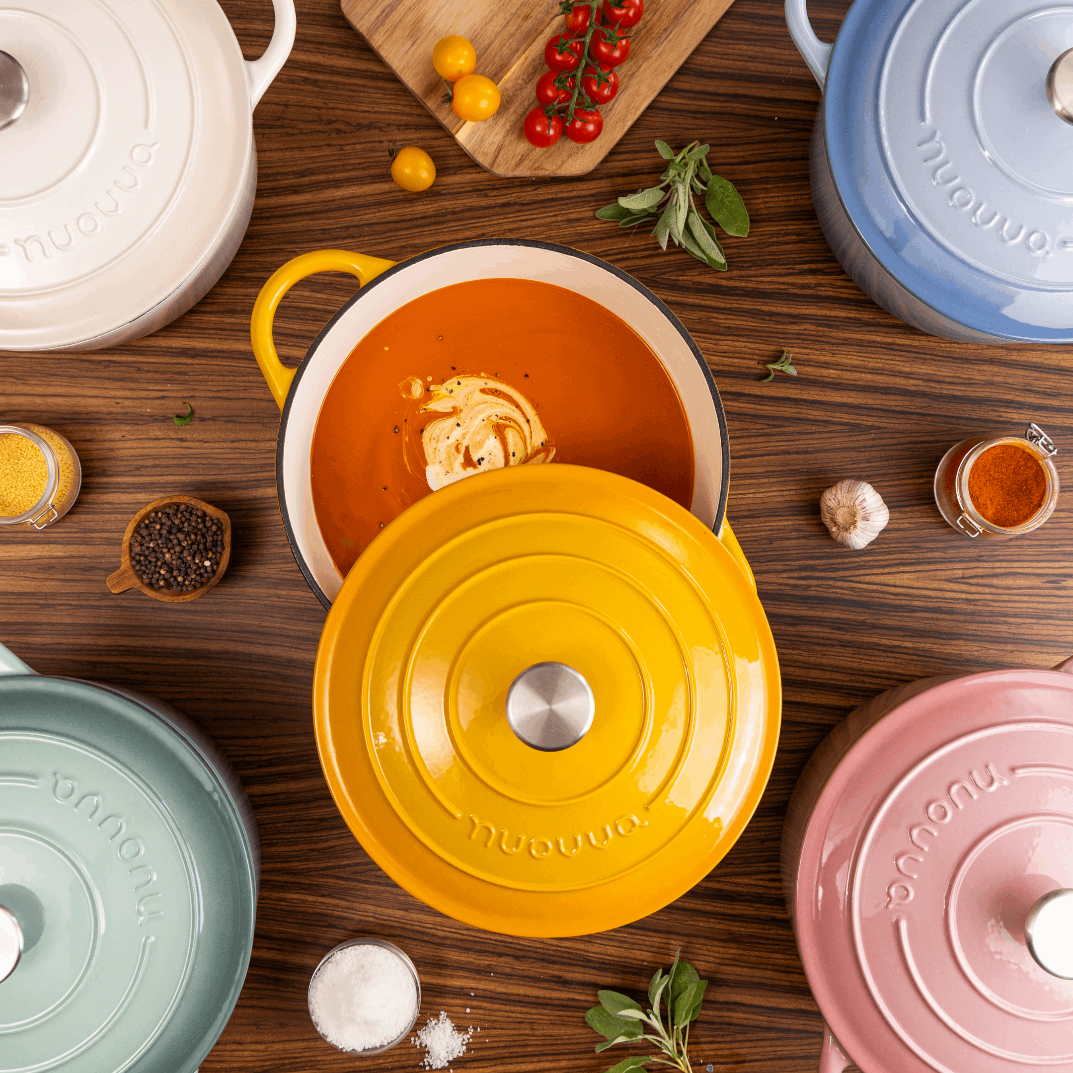 Yellow Cast Iron Dutch Oven, Casserole Pot - 28cm - 6L, by Nuovva