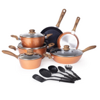 Copper Kitchen Cookware Set with Lids - 15-Pieces