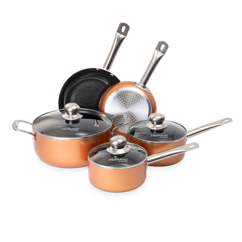 Copper Kitchen Cookware Set of 35, 15, 8, 5pcs with Lids (Multiple Set Sizes)