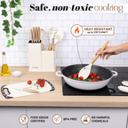 17pcs Kitchen Utensil & Knife Set with Block & Chopping Board (Multiple Colours) - By Nuovva