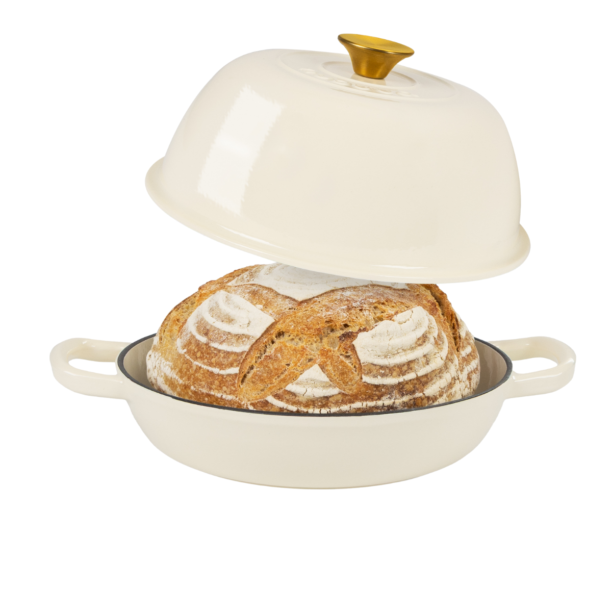 Cream Enamelled Cast Iron Dutch Oven Bread Pot - 5.6 Lite - 26cm, by Nuovva