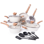 Cream Kitchen Cookware Set of 35, 15, 8, 5pcs with Lids (Multiple Set Sizes)