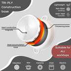 Cream Aluminium Casserole Pot with Lid - 4L - 24cm, by Nuovva