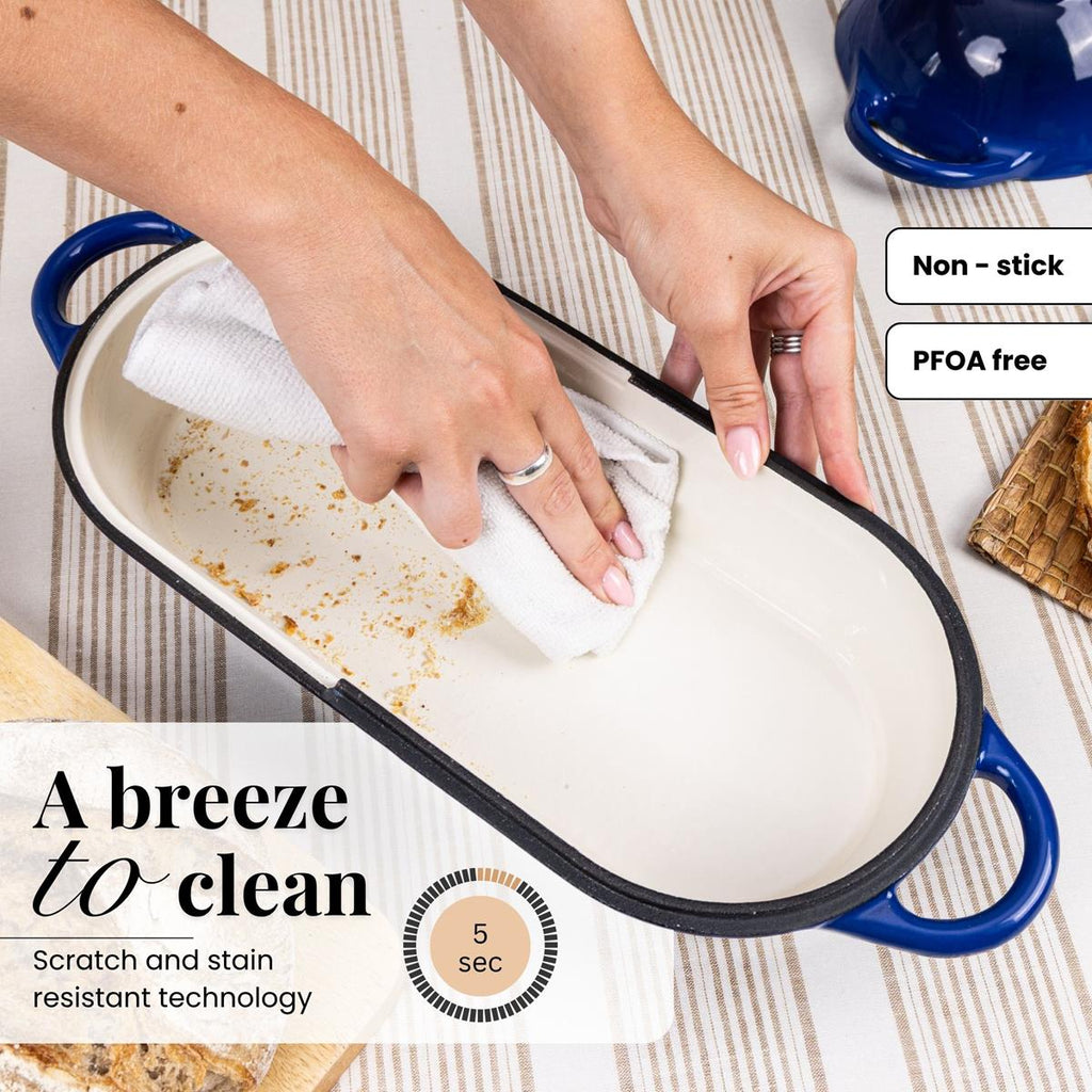 Enamelled Cast Iron Bread Loaf Pot – Non-Stick Dutch Oven, 32cm x 14cm (Multiple Colours),by Nuovva