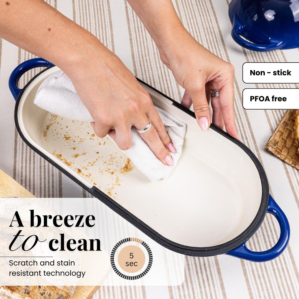 Enamelled Cast Iron Bread Loaf Pot – Non-Stick Dutch Oven, 32cm x 14cm (Multiple Colours),by Nuovva