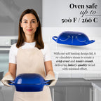 Dark Blue Enamelled Cast Iron Bread Loaf Pan, Oven Safe Non-Stick Dutch Oven - 22x14cm, by Nuovva