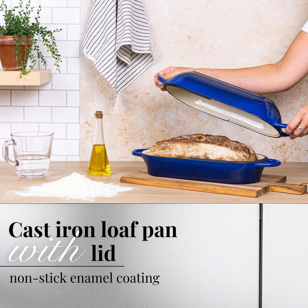 Enamelled Cast Iron Bread Loaf Pot – Non-Stick Dutch Oven, 32cm x 14cm (Multiple Colours),by Nuovva