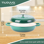 Shallow Cast Iron Dutch Oven Casserole Pot (Multiple Colours & Sizes) by Nuovva