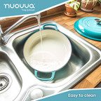 Light Blue Shallow Cast Iron Dutch Oven Casserole Pot - 3.9L - 30cm by Nuovva