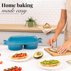 Light Blue Enamelled Cast Iron Dutch Oven, Double Loaf Bread Pan, 16cm, By Nuovva