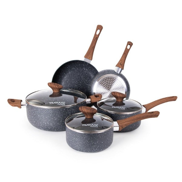 Kitchen Cookware Set with Lids - 8-Pieces (Multiple Colours)