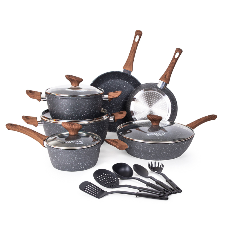 Cream Kitchen Cookware Set with Lids - 15-Pieces