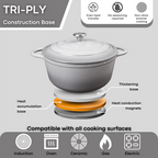 Grey Enamelled Cast Iron Casserole Pot - 28cm - 6L