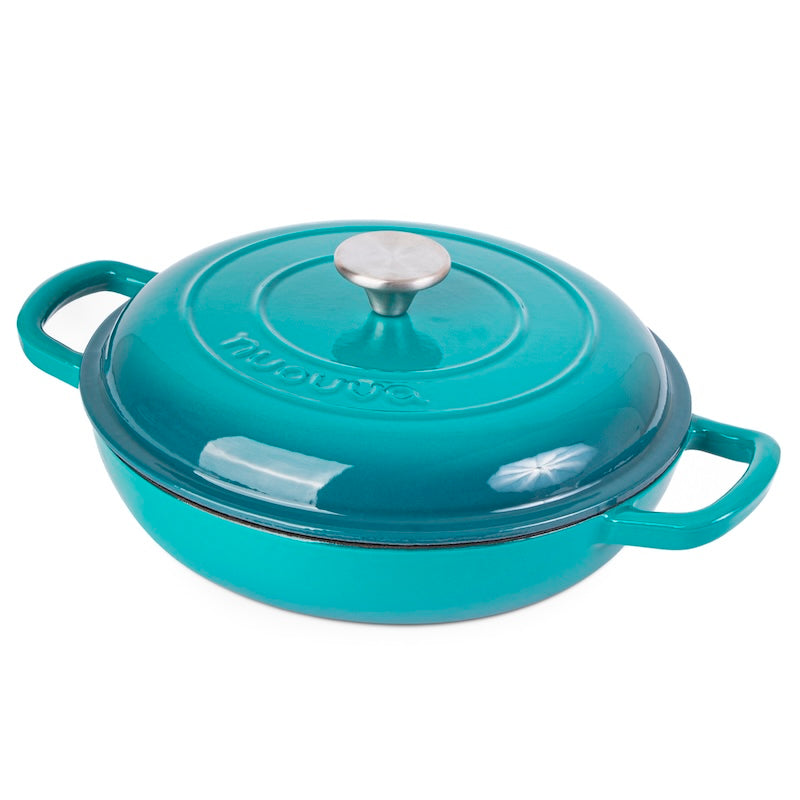 Shallow Cast Iron Dutch Oven Casserole Pot (Multiple Colours & Sizes) by Nuovva
