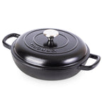 Shallow Cast Iron Dutch Oven Casserole Pot - 2.2L - 26cm, (Multiple Colours) by Nuovva