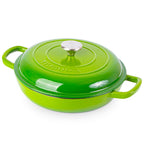 Shallow Cast Iron Dutch Oven Casserole Pot - 2.2L - 26cm, (Multiple Colours) by Nuovva