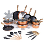 35pcs Copper Kitchen Cookware & Kitchen Knife Set