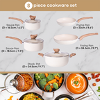 Kitchen Cookware Set with Lids - 8-Pieces (Multiple Colours)