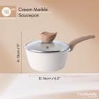 Cream Granite Non-Stick Saucepan with Lid (Multiple Set Sizes), by Nuovva