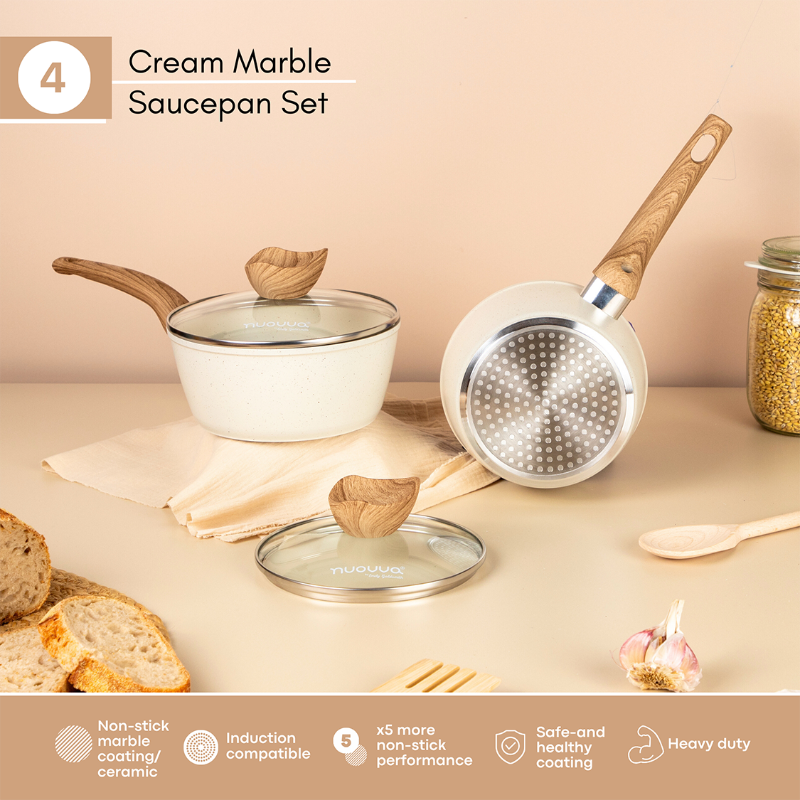 Non-Stick Saucepan with Lid (Multiple Sizes & Multiple Colours) by Nuovva