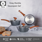 Marble Granite Non-Stick Saucepan Set with Lids (2 pieces / 3 pieces) by Nuovva